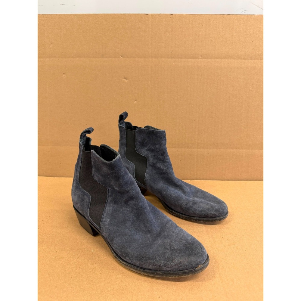 Pierre Hardy Suede Pull On Ankle Chelsea Boots Navy Blue Womens Size 38 EU